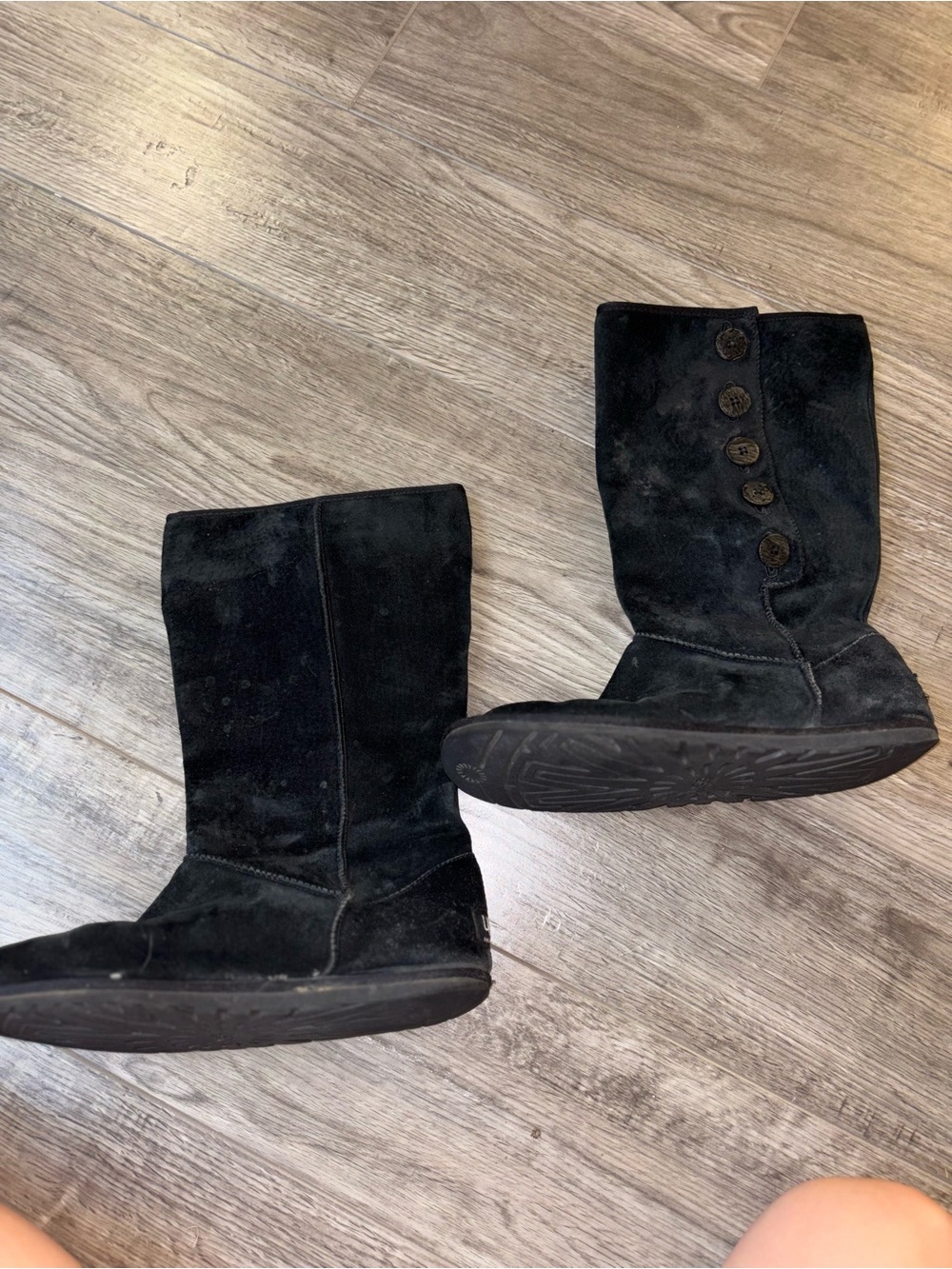 UGG Black Suede Button Boots